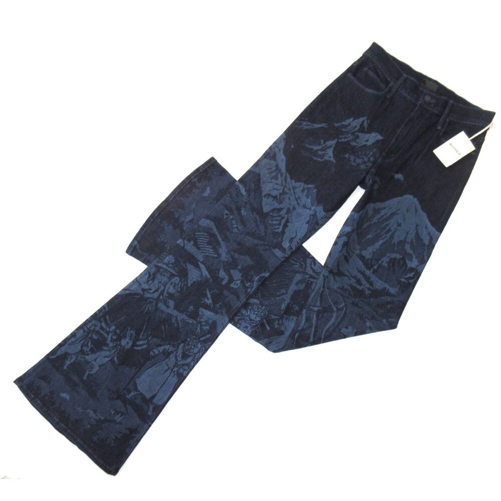 NWT Mother The Doozy Sneak in Swiss Alps Printed Stretch Flare Jeans 26